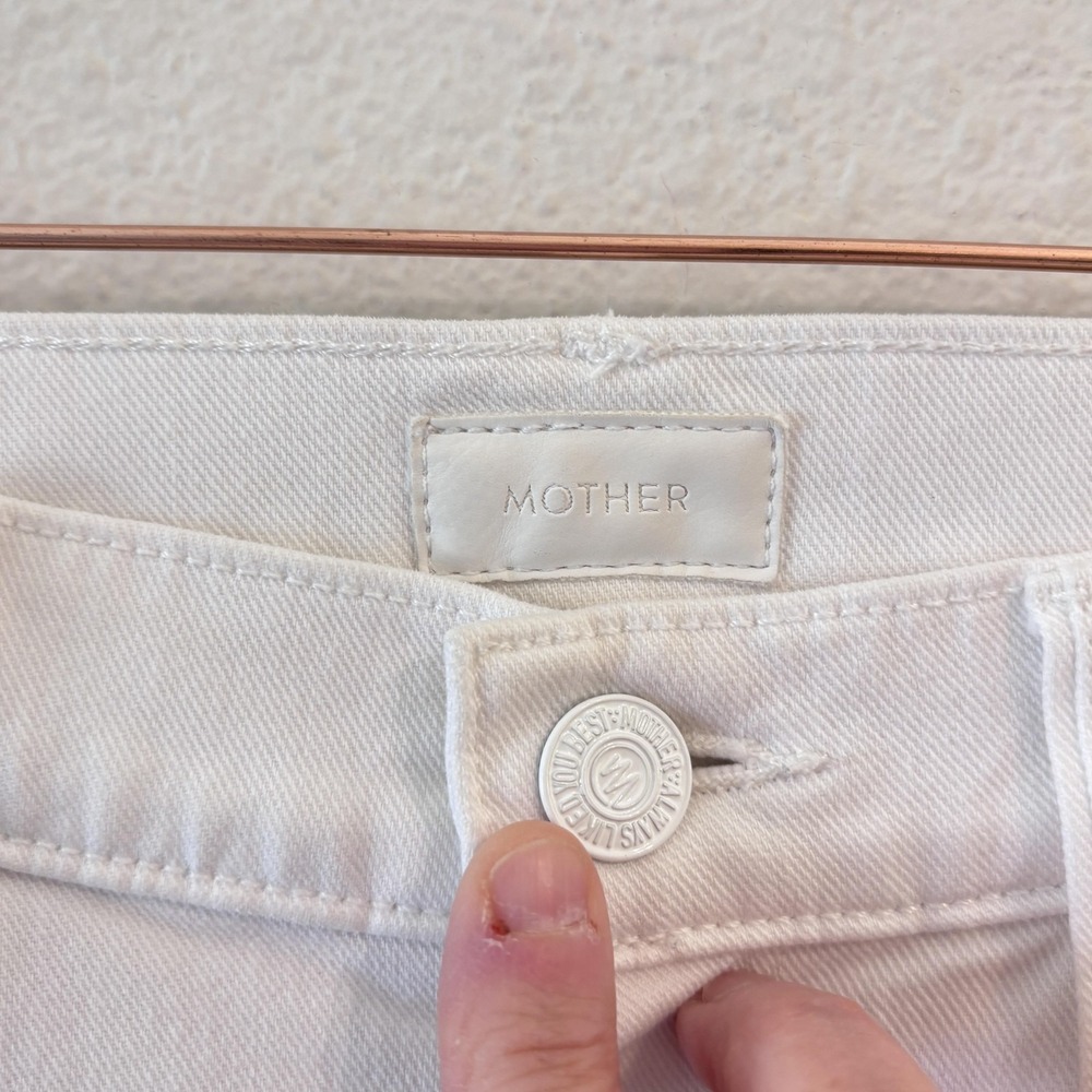 Mother The Cha Cha Fray Jeans Womens Size 25 White Glass Slipper Ruffle Hem - Picture 7 of 16